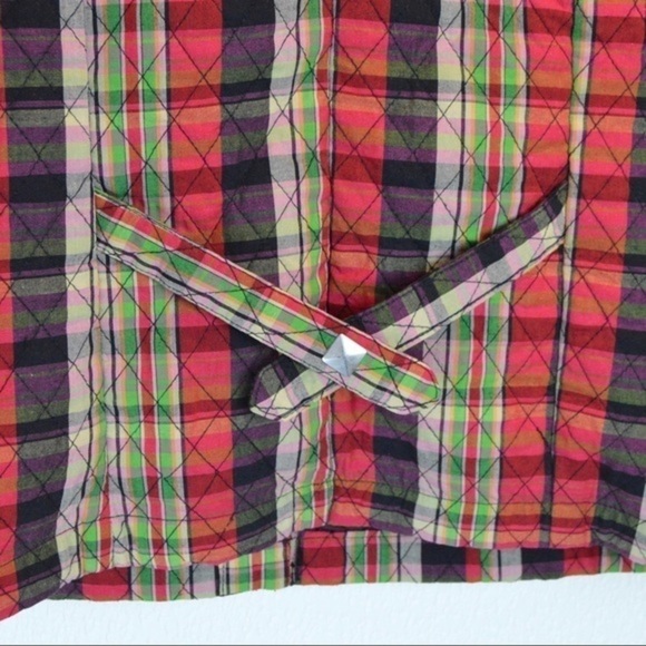 Plaid Lightweight Quilted Mock‎ Neck Vest Snap Closure Pockets Size LARGE - Picture 9 of 10